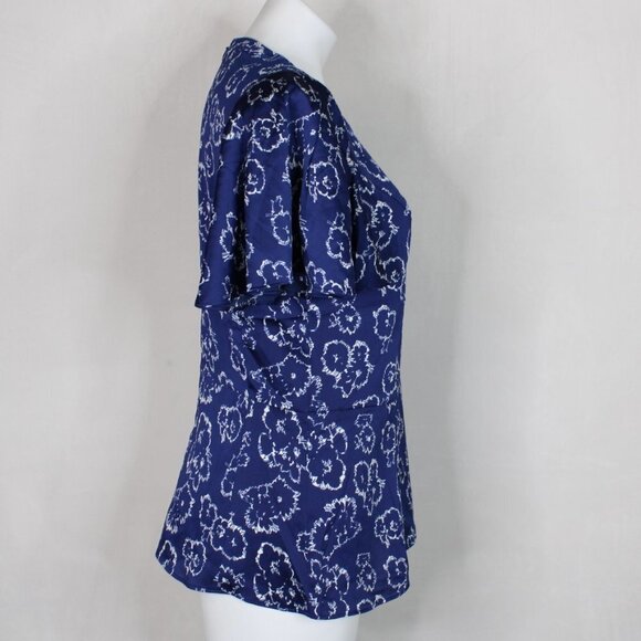 Banana Republic Navy Floral Short Sleeve Blouse - Picture 4 of 9